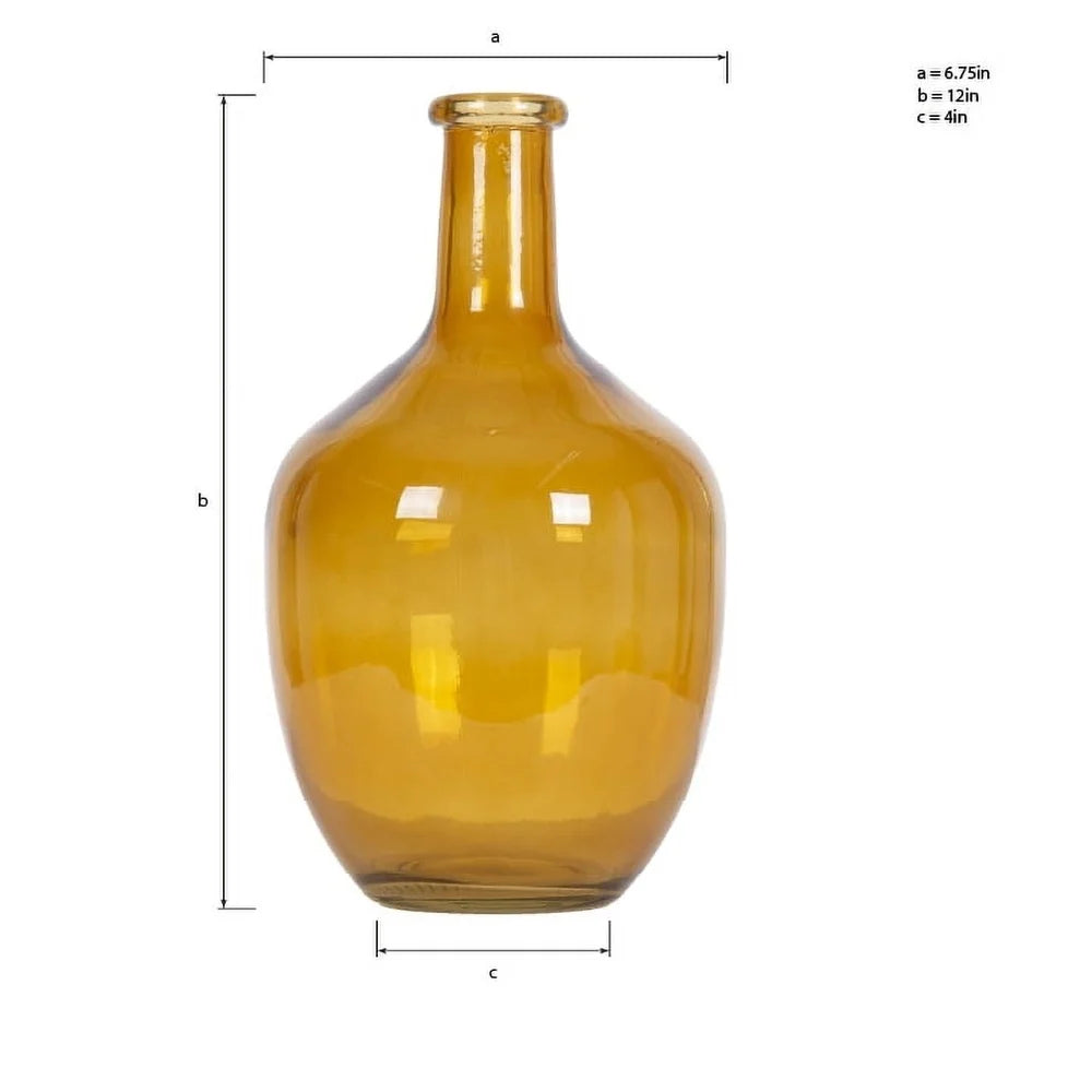 Elegant 12 Inch High Amber Translucent Glass Tabletop Vase Flowers Plants Decorative Centerpiece Durable Easy to Clean Gift