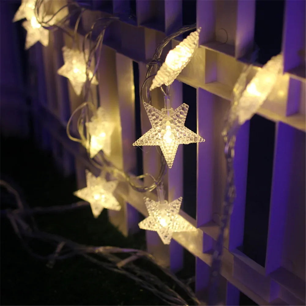 Battery Power Star String Lights Led Fairy Light Christmas Garland for New Year Wedding Party Camping Home Decoration Ramadan