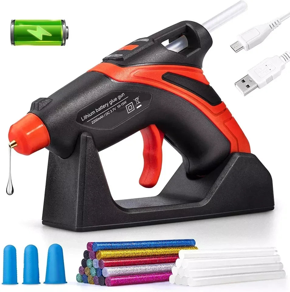 Rechargeable Cordless Mini Hot Melt Glue Gun Kit with 30 Glue Sticks Fast Preheating For Crafting DIY Repair Glue Gun Tools