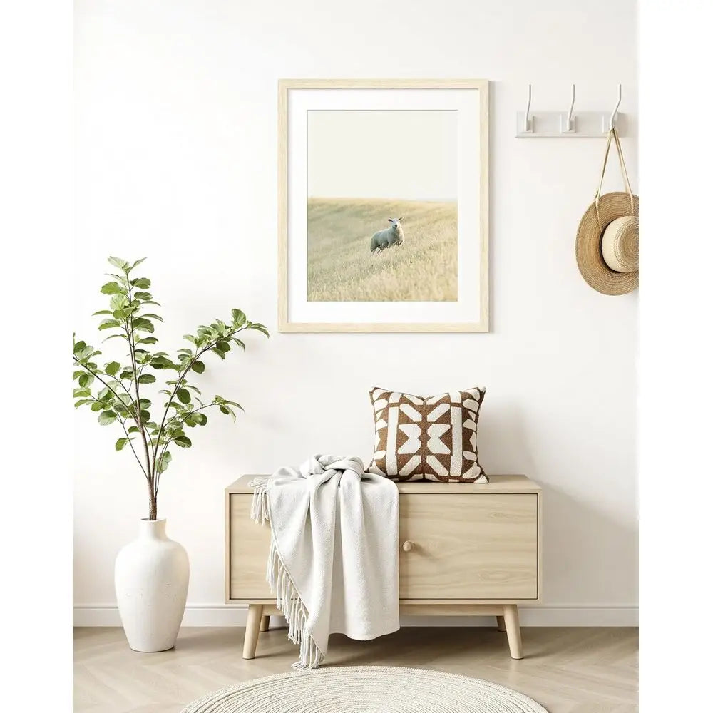 Set of 3 Natural Wood 20x24 Picture Frames with 16x20 Mat for Wall Display