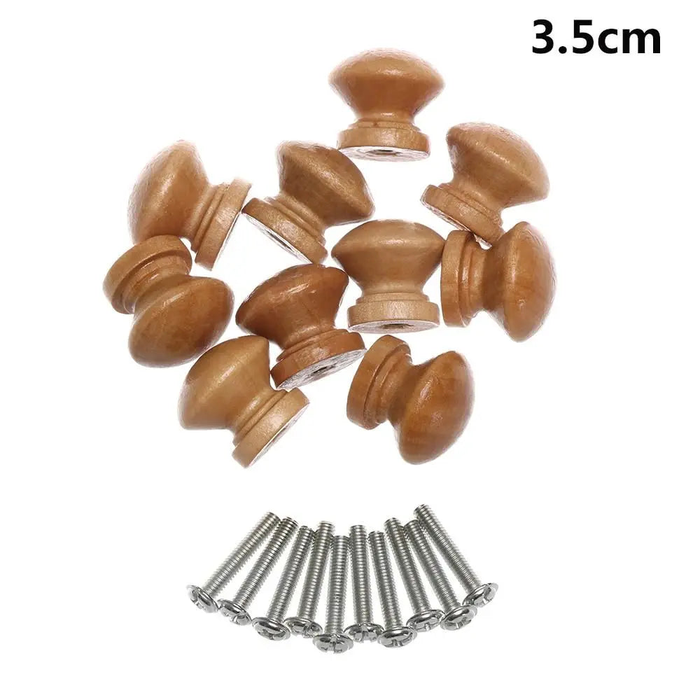 10pcs/Lot Round Natural Wooden Cabinet Pulls Round Shape Drawer Knob Door Handle Wardrobe Pulls Furniture Fitting Hardware