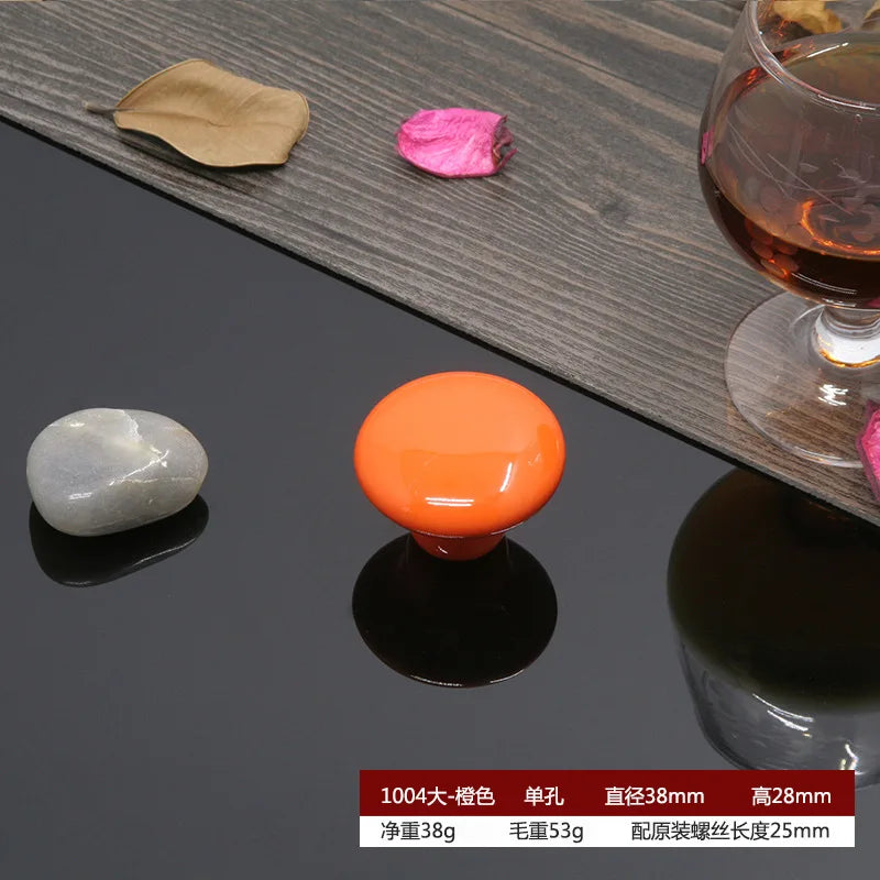 Colorful Ceramic Door Handles Round Cabinet Knobs Cupboard Drawer Wardrobe Pull Knob Furniture Candy Color Accessories