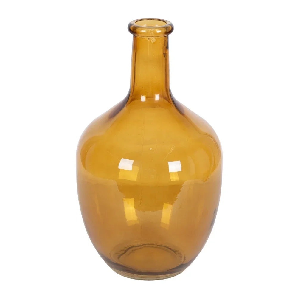 Elegant 12 Inch High Amber Translucent Glass Tabletop Vase Flowers Plants Decorative Centerpiece Durable Easy to Clean Gift