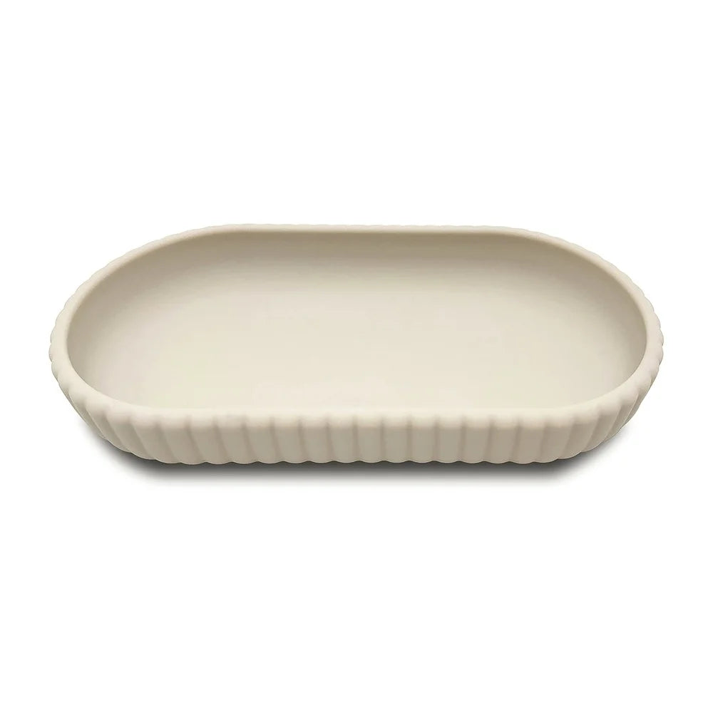 Rubberized Plastic Accessory Tray Ribbed Storage Organizer Bathroom Soap Toothbrush Jewelry Makeup Chic Durable Design