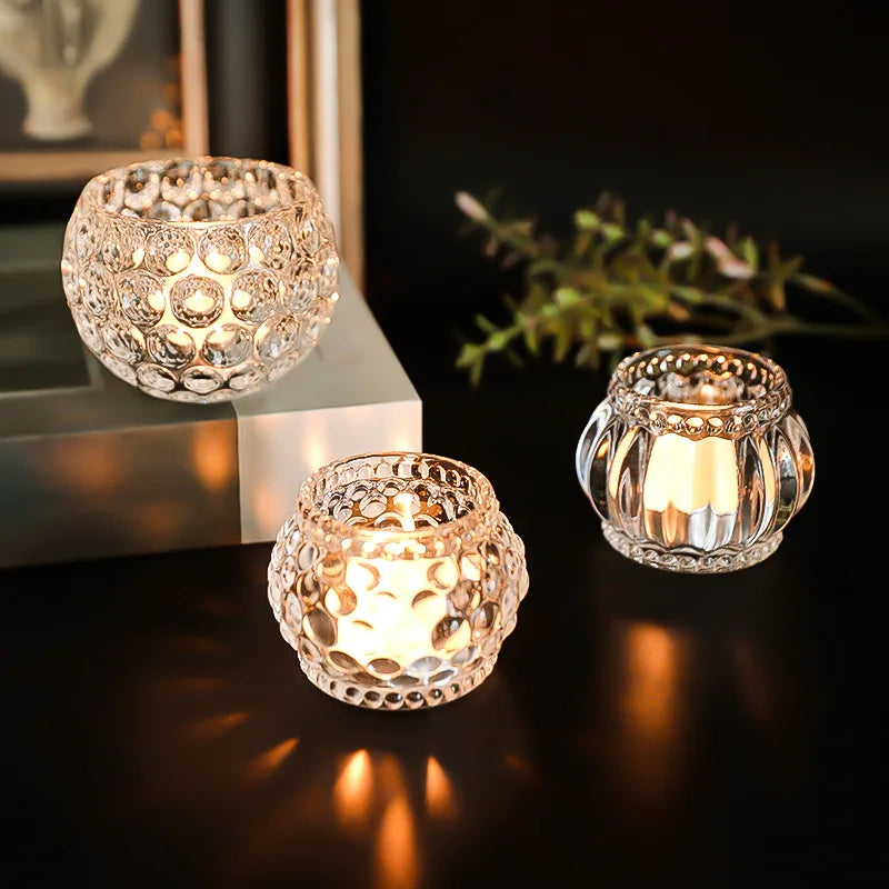 Nordic spherical pumpkin lamp thickened glass candle holder bar candlelight dinner home decorative ornaments craft gifts