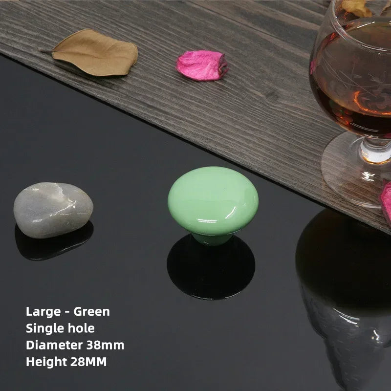 Colorful Ceramic Door Handles Round Cabinet Knobs Cupboard Drawer Wardrobe Pull Knob Furniture Candy Color Accessories