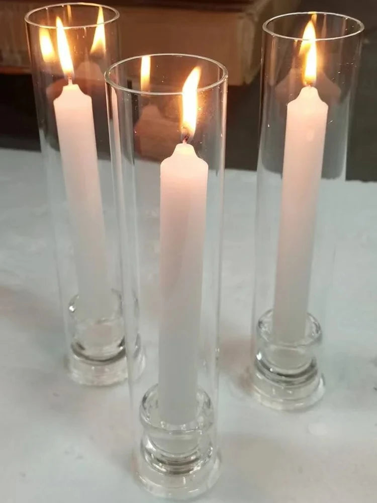 20pcs transparent candle holder, hurricane glass candle holder, used for decorating the center of the dining table, wedd