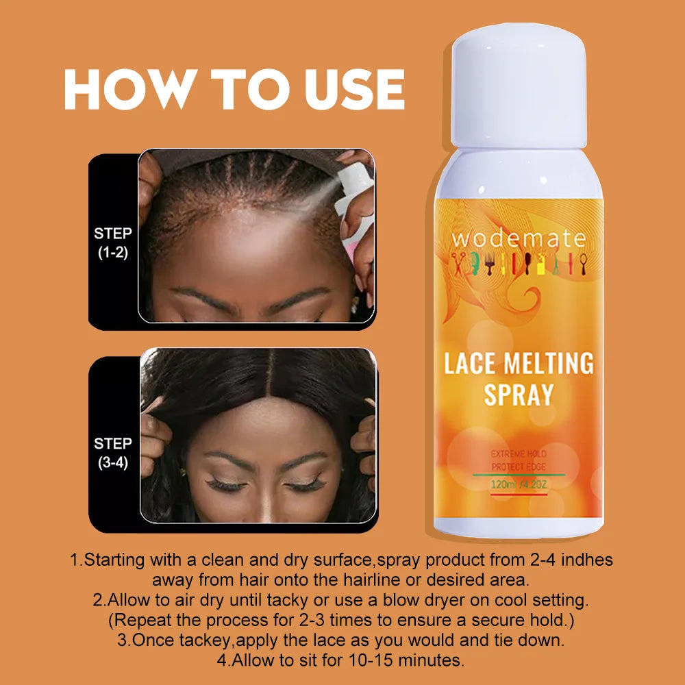 120ML Lace Melting and Holding Spray Glue-Less Hair Adhesive for Wigs, Strong Natural Finishing Hold with Control
