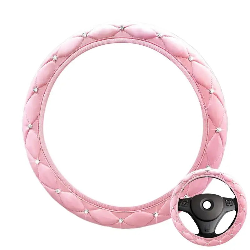 Bling Car Steering Wheel Cover Steering Wheel Sleeve With Sparkly Glitter Rhinestones Anti-SlipCar Wheel Protector Auto Steering