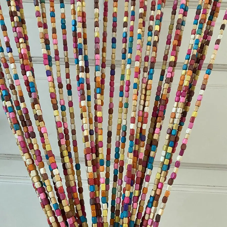 41 Strands Rainbow Colorful Hippie Boho Bohemian Natural Wooden Door Beaded Curtain Doorway Beads Bamboo 36 inches x 79 inches R