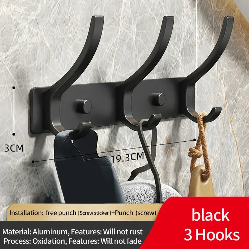 Black white Folding Robe Hooks Towel Hanger Nail Wall Rack Hooks Coat Clothes Holder for Bathroom Kitchen Accessories