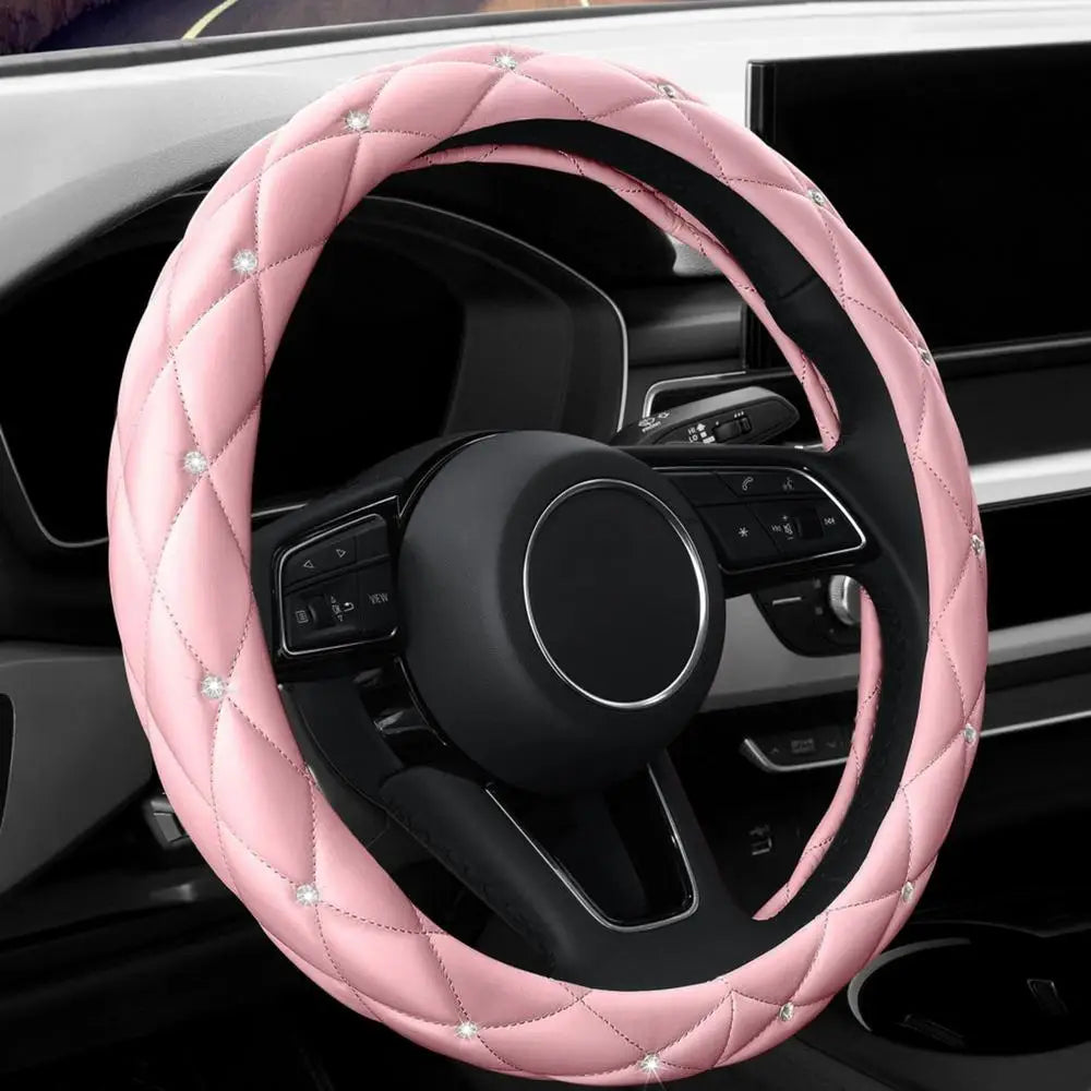 Bling Car Steering Wheel Cover Steering Wheel Sleeve With Sparkly Glitter Rhinestones Anti-SlipCar Wheel Protector Auto Steering