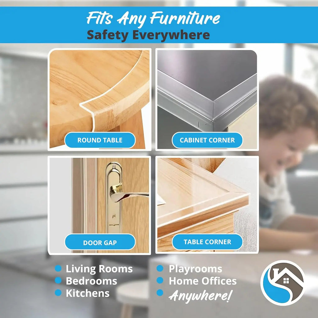 15ft Clear Self-Adhesive Corner & Edge Protectors for Baby Safety on Furniture and Tables