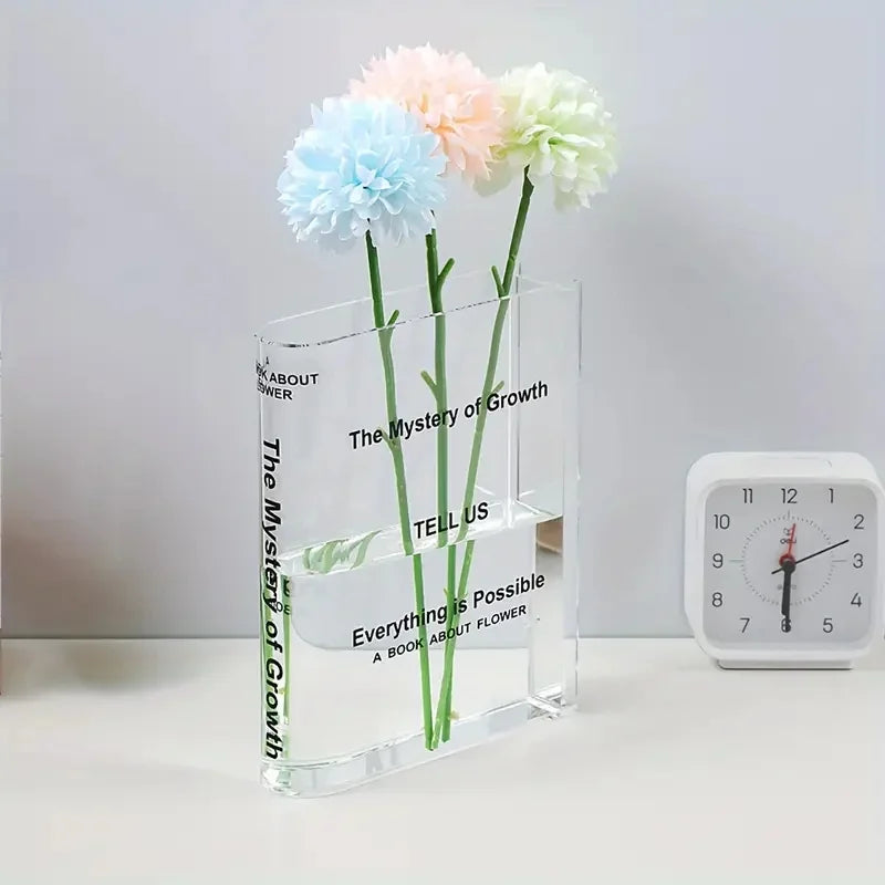 Book Vase French Transparent Acrylic Book-shaped Vase Transparency European-style Decoration for Living Room Hydroponic