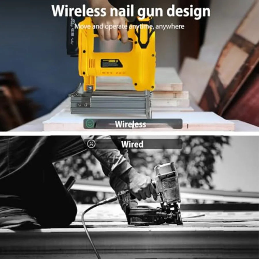 Cordless Nail Gun Battery Powered Brad Nailer 2-in-1 Nail/Staple Gun 2×2.0Ah Batteries Electric Nail Gun Brad Nailer Cordless f