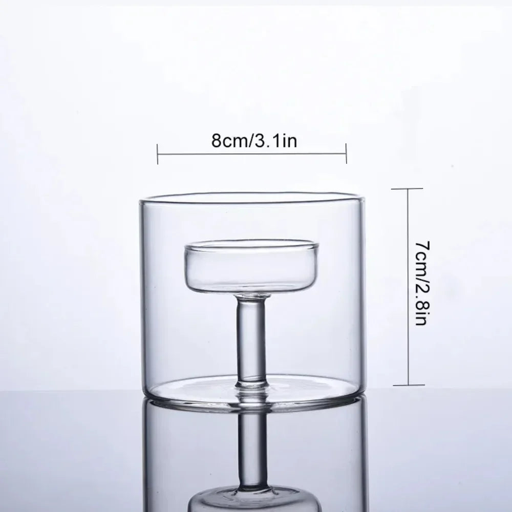 Glasseam Glass Tealight Candle Holder Modern Cylinder Candle Holders for Table Centerpiece Wedding Christmas Party Decorations