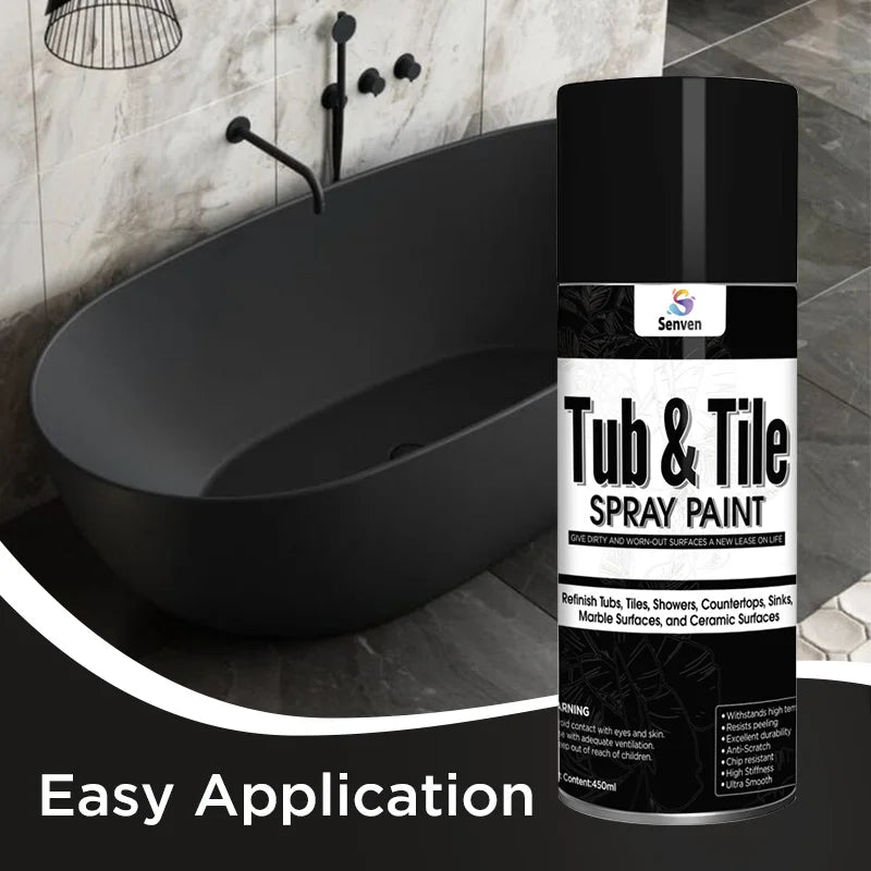 Tub and Tile Spray Paint Black Gloss Aerosol Spray Tile Paint Bathtub Refinishing Kit for Tiles Ceramic Porcelain