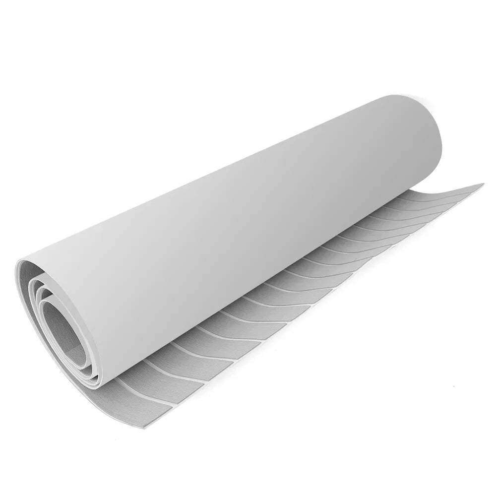 Grey and White EVA Foam Teak Sheet Marine Flooring Yacht Synthetic Boat Decking 240cm×90cm Self-Adhesive Pad Non-slip