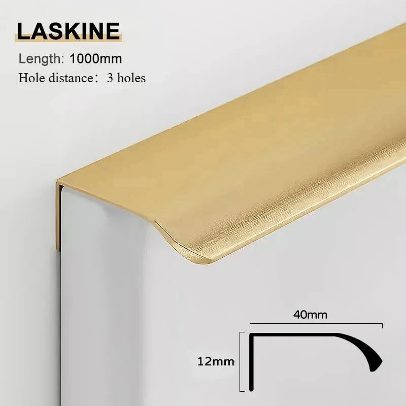 Gold Black Hidden Handles Long Kitchen Cabinet Pulls Drawer Knobs Aluminum Alloy Furniture Handles Cupboard Pulls Wardrobe Pulls