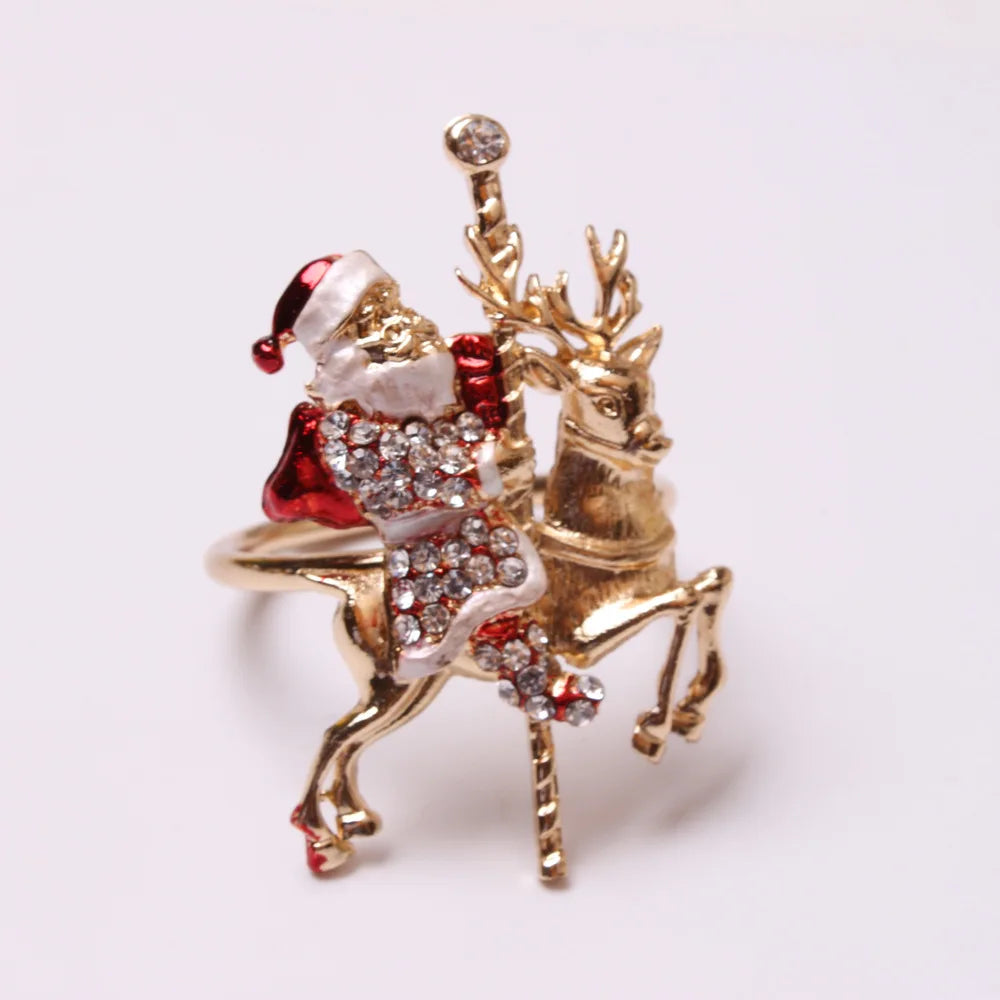 Napkin Rings name Christmas Coconut Table Napkins Holder Wedding metal Red silver Gold Decoration Home 2022 Kitchen Accessories