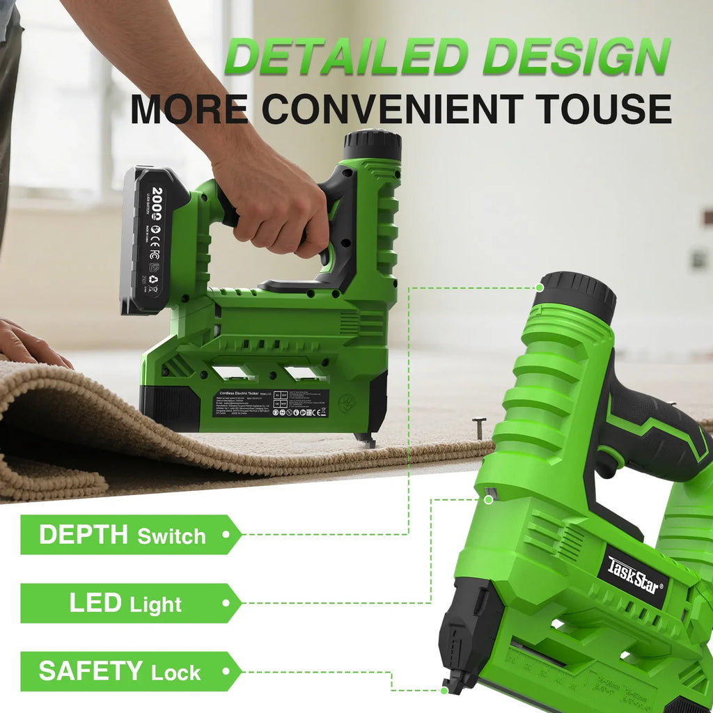 TaskStar Cordless Nail Gun 2-in-1 with nails & staples,Nailing Machine with 2 x Batteries