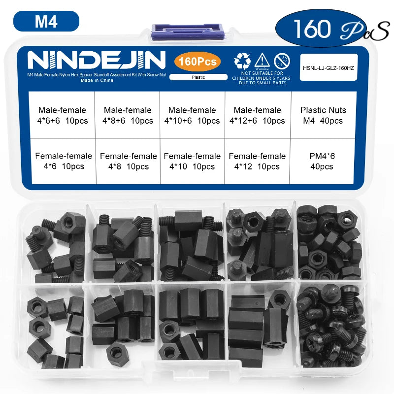 Male Female Nylon Hex Standoff Assortment Kit with Plastic Screws Nuts M2 M2.5 M3 M4 Insulation Plastic Standoff Spacer Set