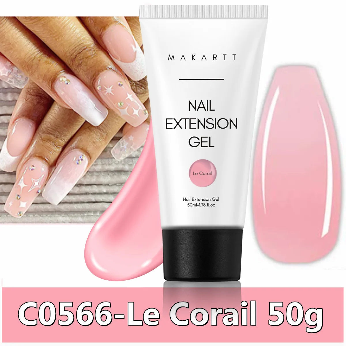 Makartt Poly Nail Extension Gel for Nails ,Clear Pink Builder & Sculting Soak Off Hard Gel for Strong Natural Look for Beginer