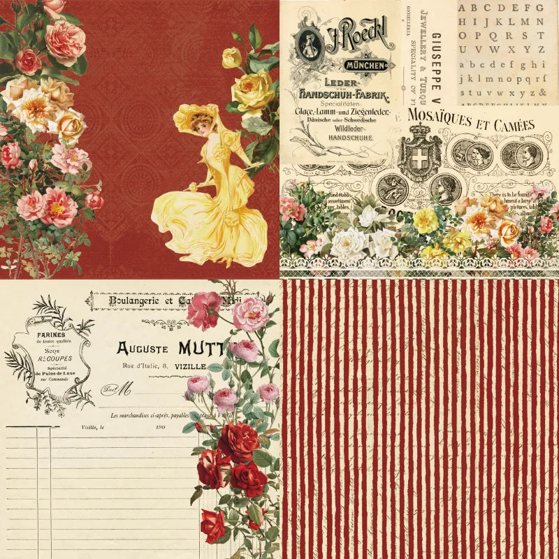 12 Sheet Scrapbooking Paper 15x15cm, Christmas Journal Planner Paper Pad Cardstock Backgrounds Card for DIY Art Craft Decoration