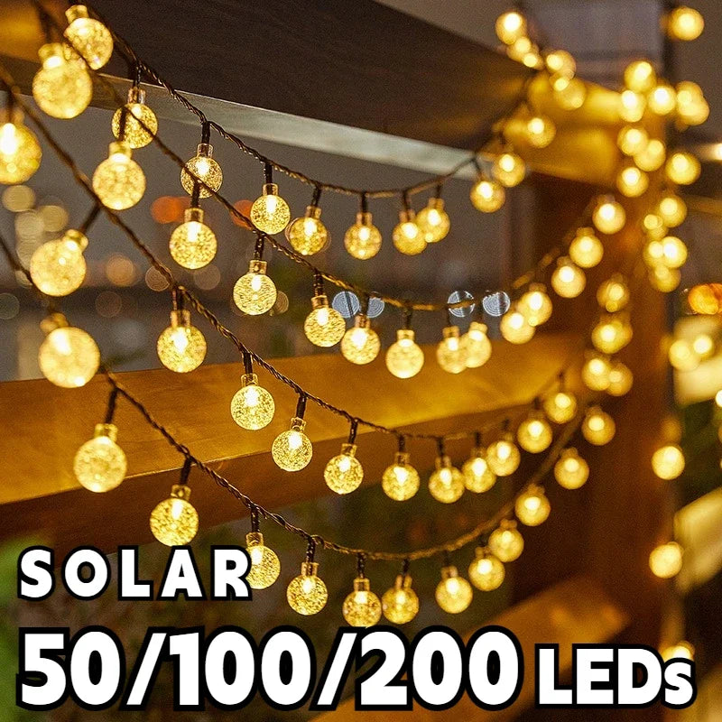 2024 New Solar Crystal Globe LED String Lights LED Solar Outdoor Light IP65 Fairy Light Christmas Garland for Garden Party Decor