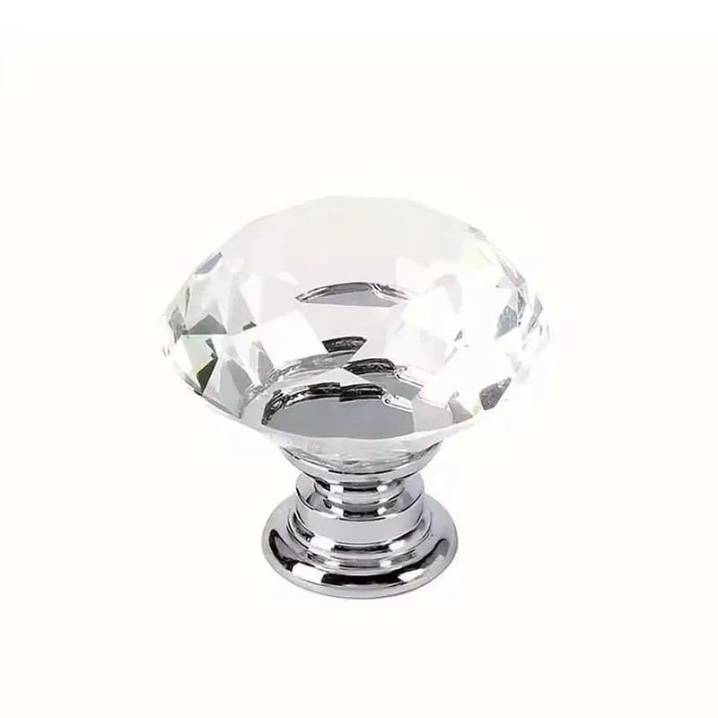 4Pcs/set 30mm Diamond Shape Design Crystal Glass Knobs Cupboard Drawer Pull Kitchen Cabinet Door Wardrobe Handles Hardware