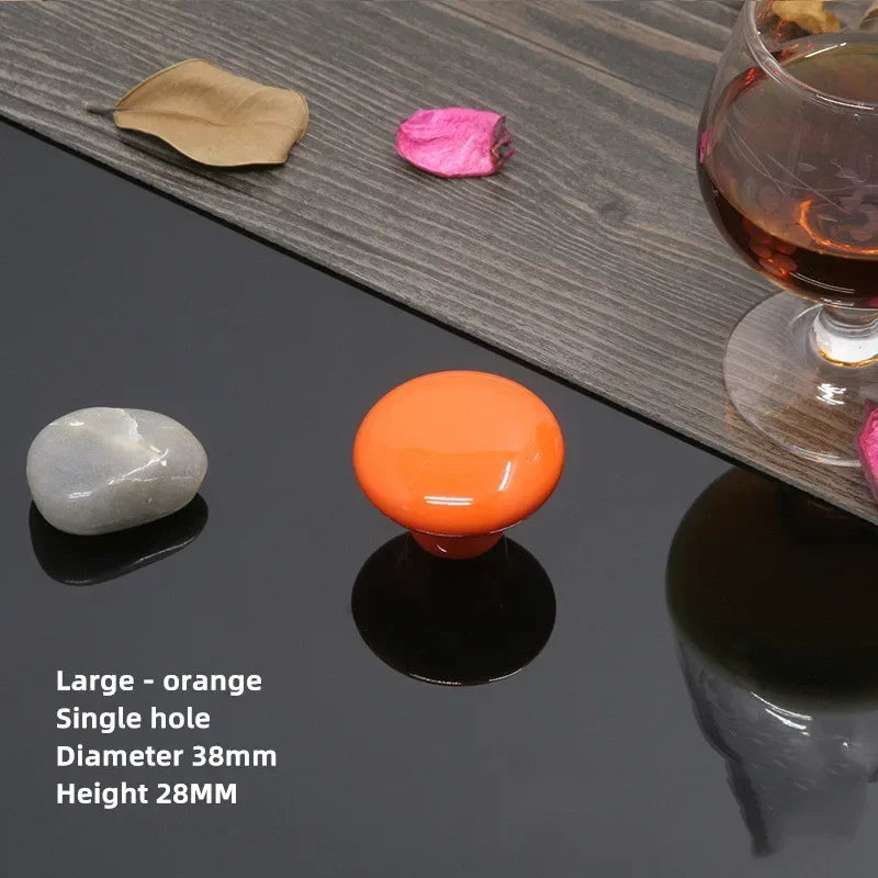 Colorful Ceramic Door Handles Round Cabinet Knobs Cupboard Drawer Wardrobe Pull Knob Furniture Candy Color Accessories