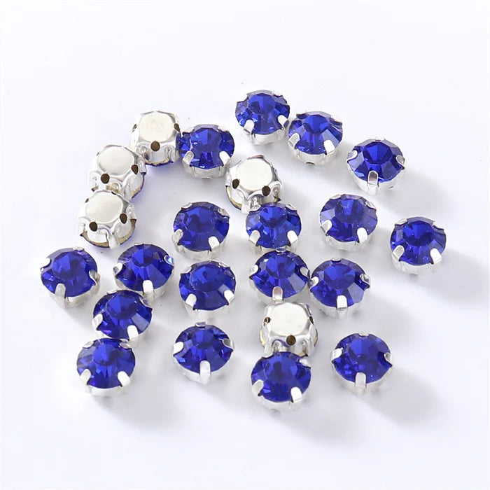 4mm-8mm Glitter Glass Sewing Rhinestones with Sliver Base Round Crystal Strass stones for diamond  Jewellery clothes diy