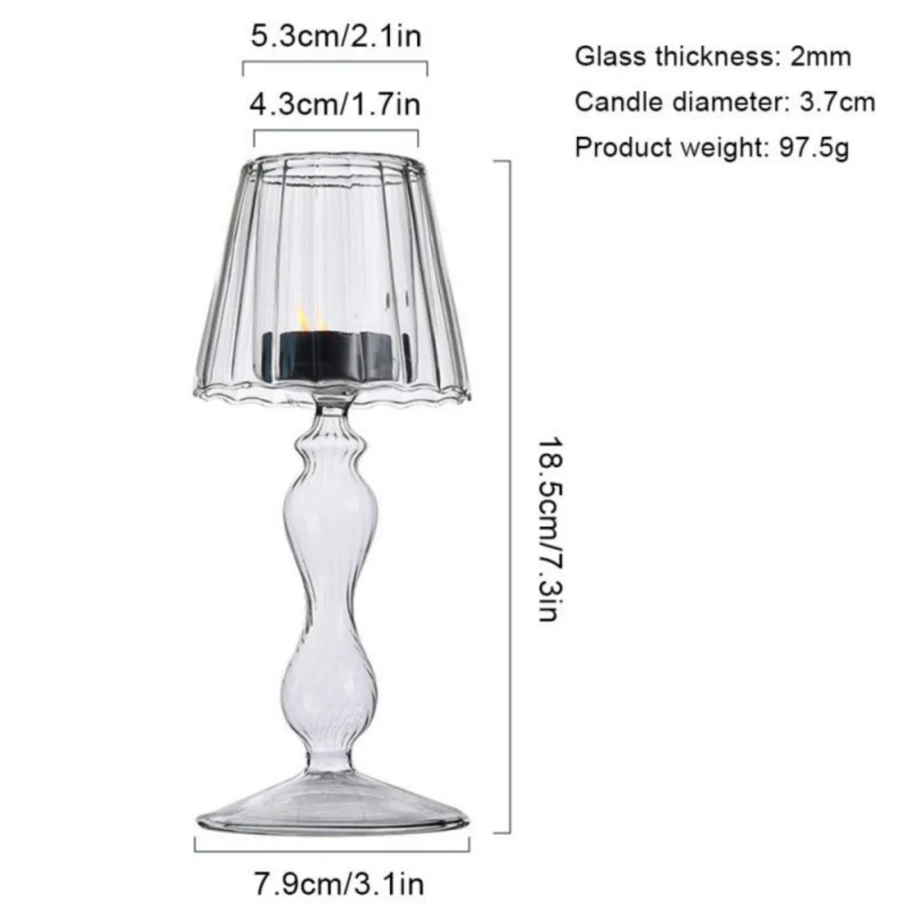 Clear Vintage Glass Candle Holder Romantic Candlelight Table Lamp Shape Candlestick Nordic Wedding Party Desktop Decoration