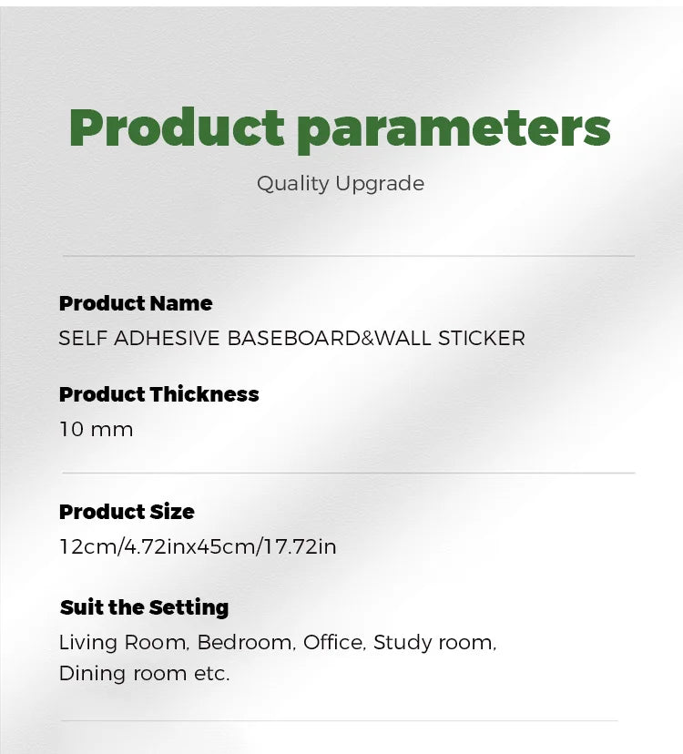 10pcs Self-Adhesive Wooden Stickers Wall Stickers Skirting Lines 10mm Thickness Suitable for All Indoor Places 17.72X4.72In