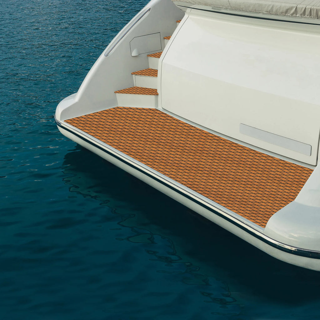 94"x35" Boat Non-Slip EVA Foam Decking Faux Teak Marine Self-Adhesive Mat for Motorboat RV Yacht Swimming Pool
