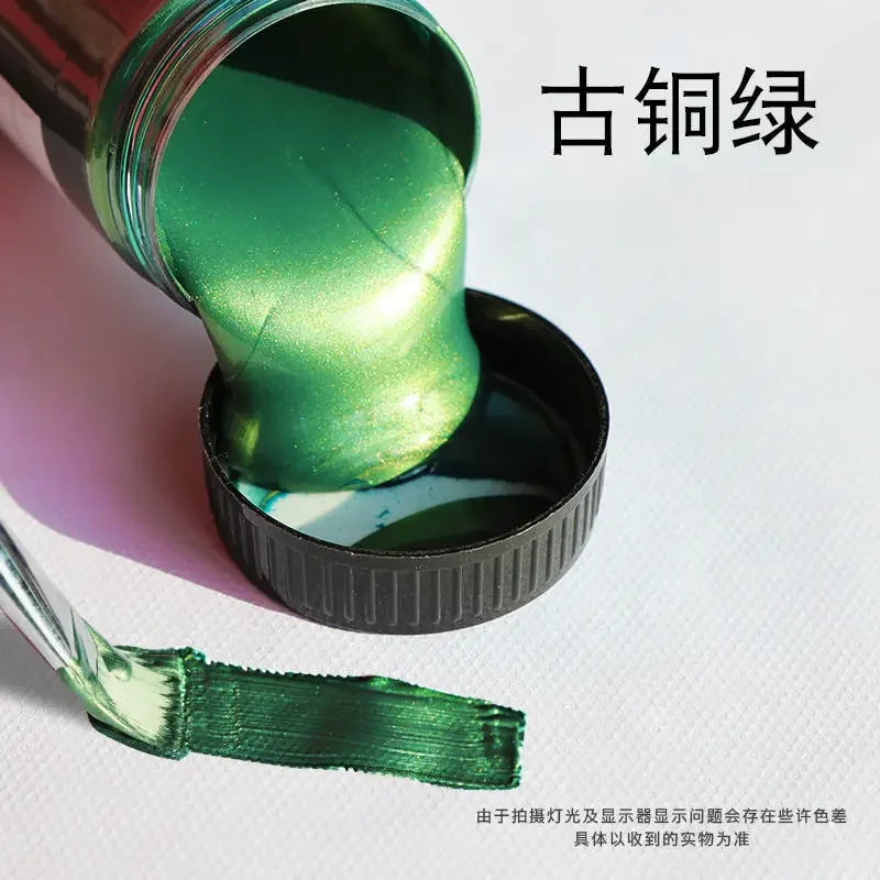 60/100ml Golden Acrylic Paint Metal Pearlescent Hand-painted Gypsum Glue Waterproof and Non-fading DIY Painted Paint