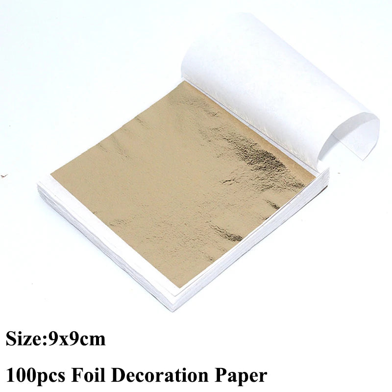 100pcs Imitation Gold Sliver Copper Foil Paper DIY Resin Candle Plaster Craft Leaf Flake Gilding Sheets Art Nail Home Decoration