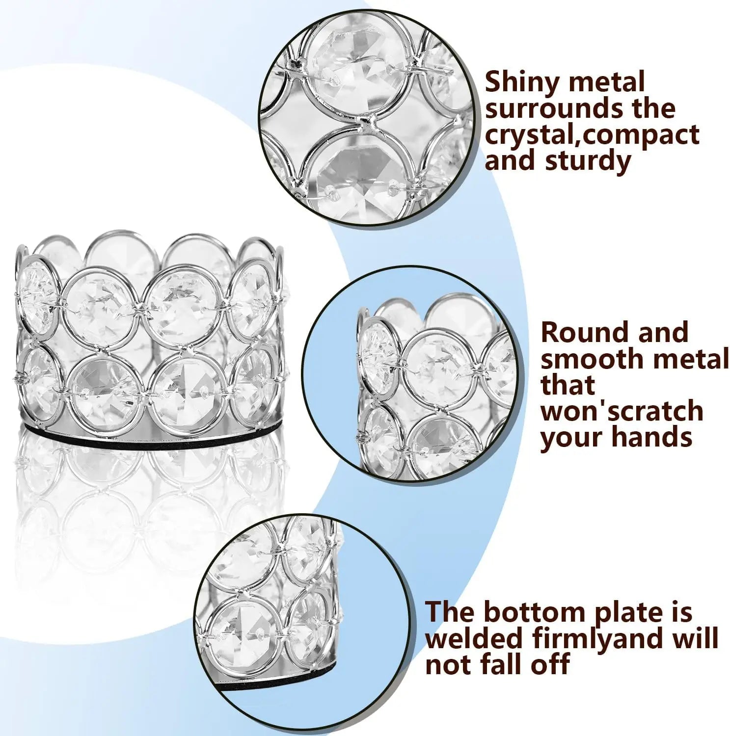 48Pcs Silver Candle Holder Tea Light Candles Holder Crystal Candle for Wedding Party Home Table Decor(candle excluded)