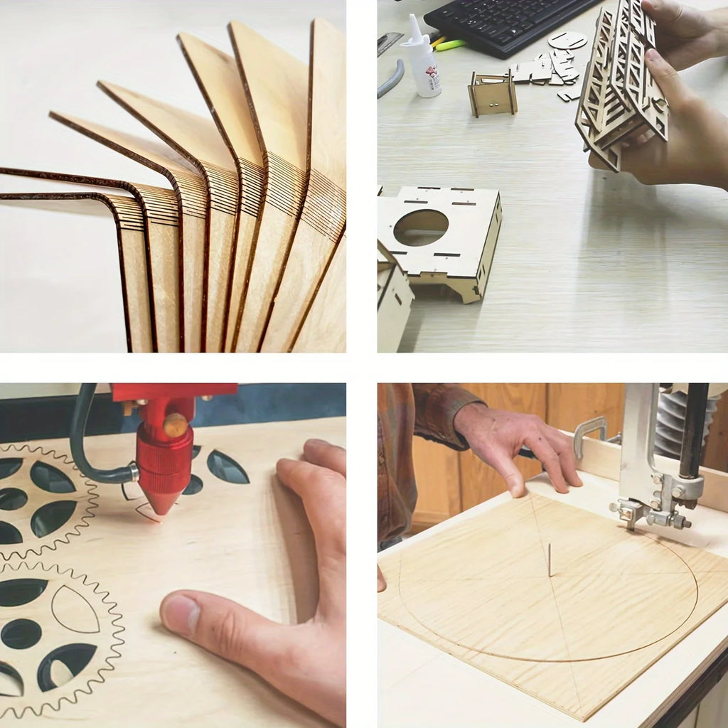 36 PCS(12" x 4") plywood 1/8" wood, 3mm laser cut DIY plywood, suitable for various occasions, making architectural models, etc.