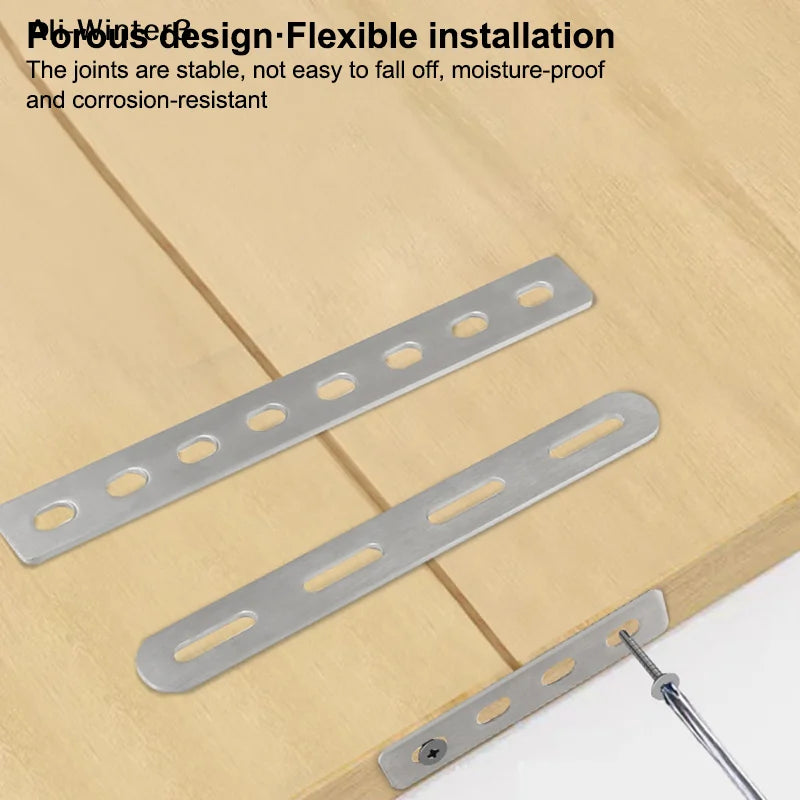 Stainless Steel Flat Corner Bracket Mending Joining Plate Repairing Fixing Connector Furniture Cabinet Shelves Brace Parts