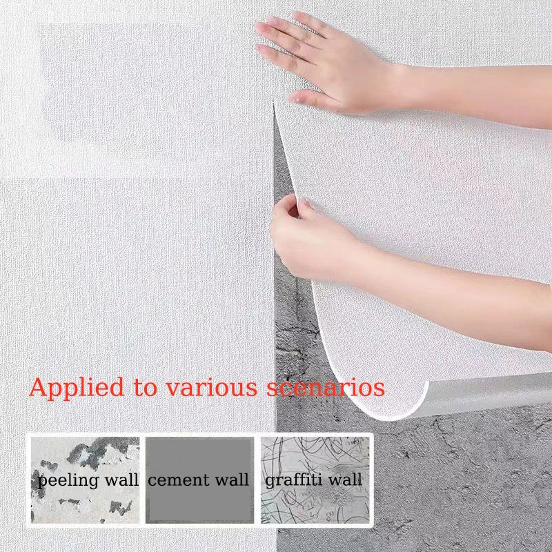 50cm linen foam 3D self-adhesive wall sticker PVC solid color thickened waterproof background wall renovation wallpaper