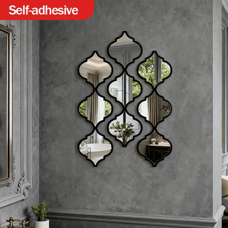 12pcs Large Moroccan Mirror - Wall-Mounted for Living Room, Hallway - Elegant Decorative Accent Wall Decor, Wall Mirror Decor
