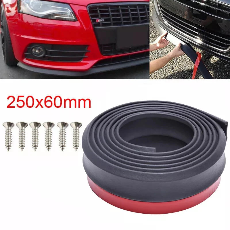 Universal Car Front Bumper Lip Splitter Spoiler Rubber Skirt Protector BodyTrim Bumper Lip Strip Car Side Lip Exterior Mouldings