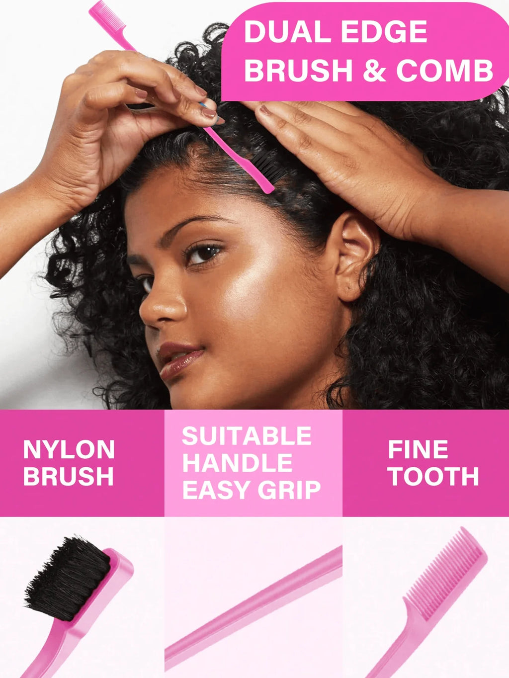 4pcs Slick Back Hair Brush Set With Hair Spray Bottle, Edge Brush Hair Brush Rat, Tail Comb Teasing Brush For Smoothing Baby Hai