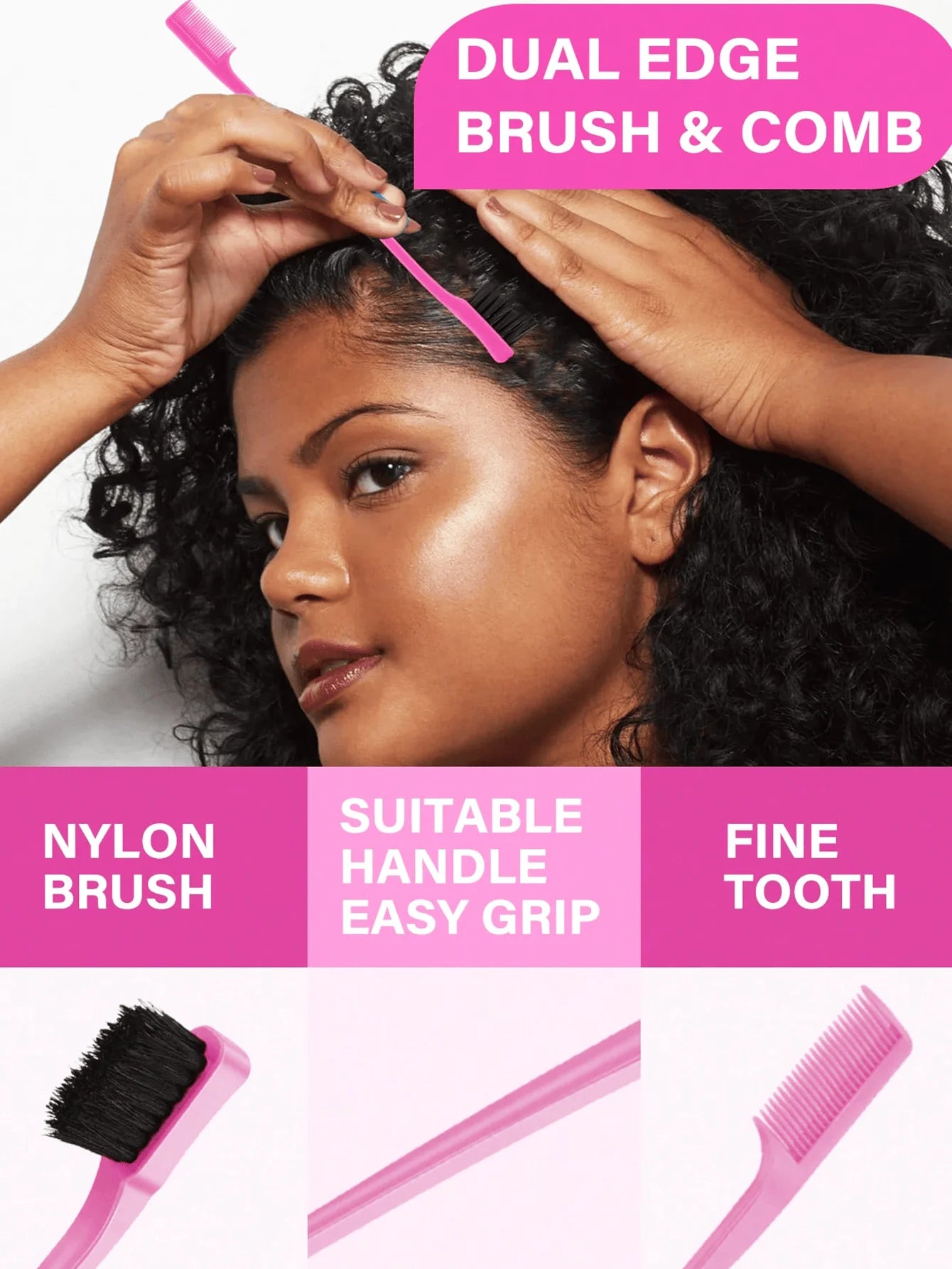 4pcs Slick Back Hair Brush Set With Hair Spray Bottle, Edge Brush Hair Brush Rat, Tail Comb Teasing Brush For Smoothing Baby Hai