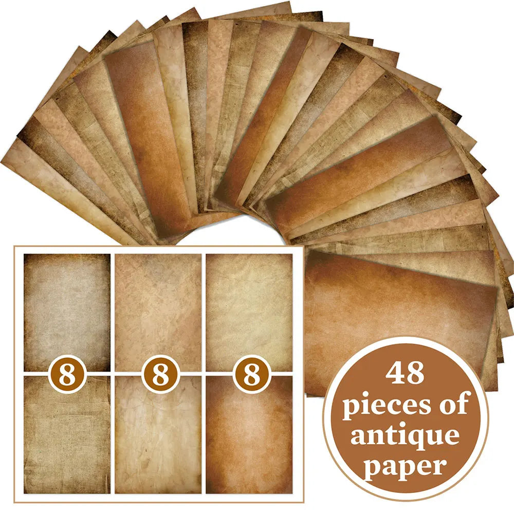 For Fun 48 Sheets Vintage Scrapbook Material Paper DIY Junk Journal Collage Photo Album Retro Background Paper A4 Printing Paper