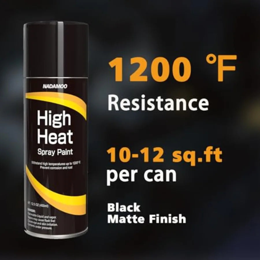 High Heat Spray Paint for Metal Matte Finish BBQ Stove Aerosol Paint - High Temperature Resistant Up to 1200F 1 Can Black