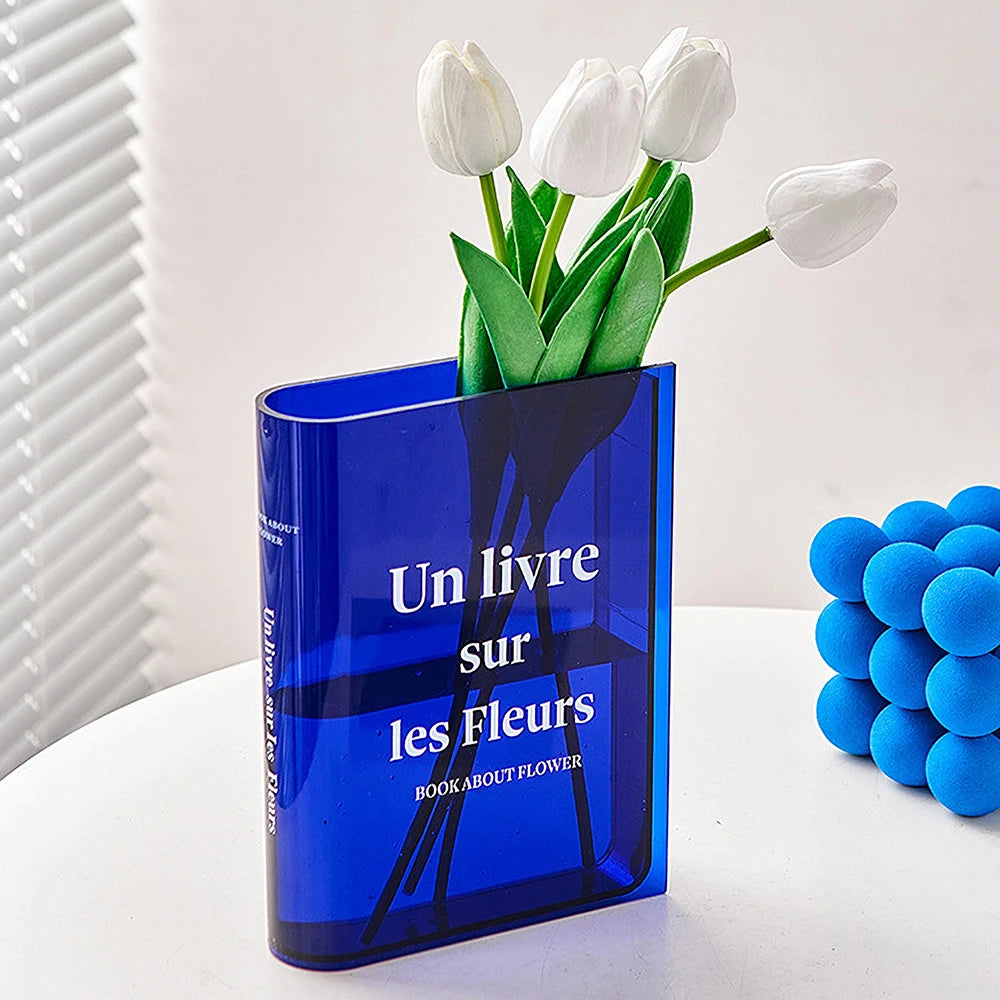 Acrylic Book Shaped Flower Arrangement Box,Book Vase,Nordic Style Acrylic Vase,Hydroponic Flowers,Desktop Decoration Ornament