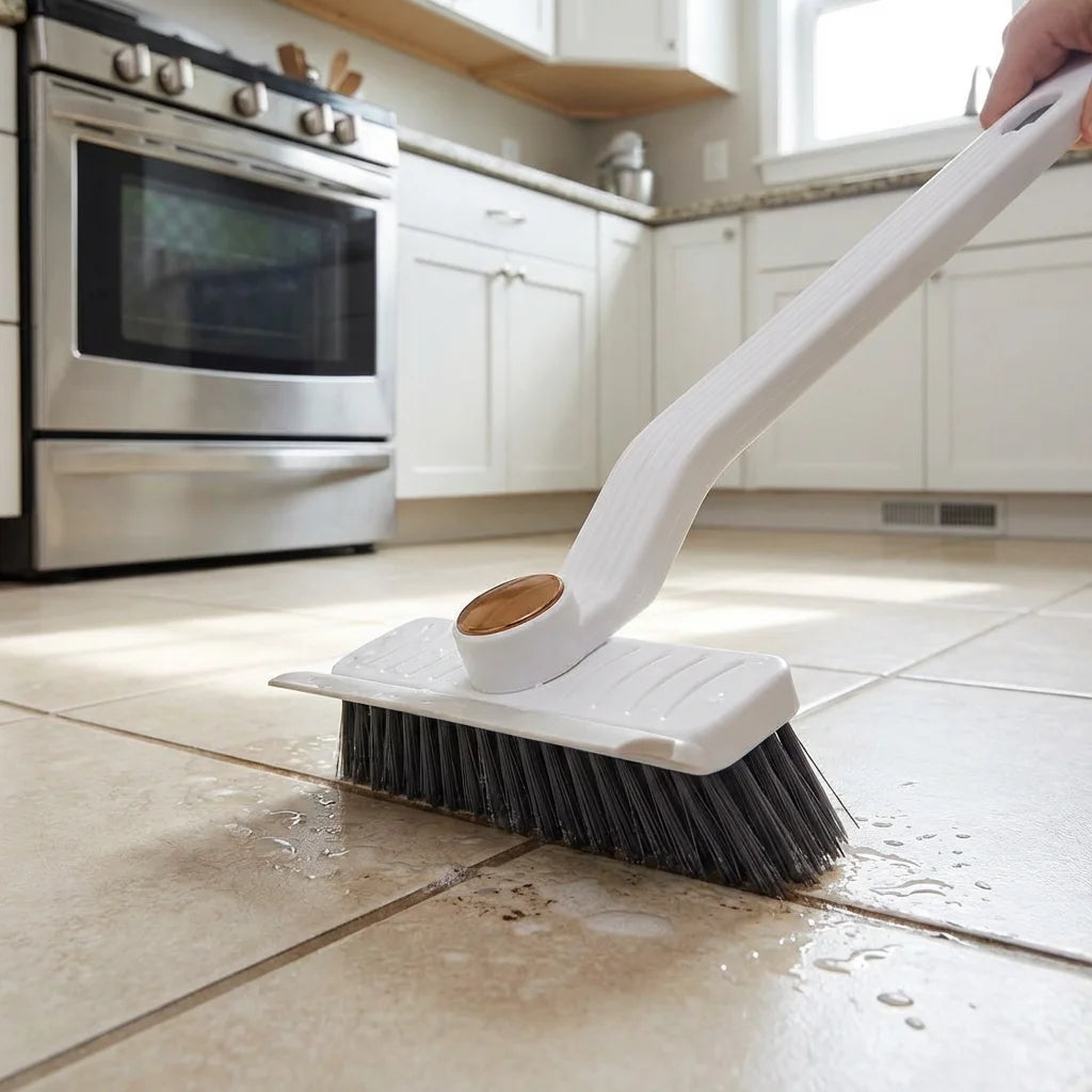 Long Handle Grout Brush, Stiff Bristles for Deep Cleaning, Non-Slip Grip,  Perfect for Bathroom Tile & Kitchen Floor Gaps