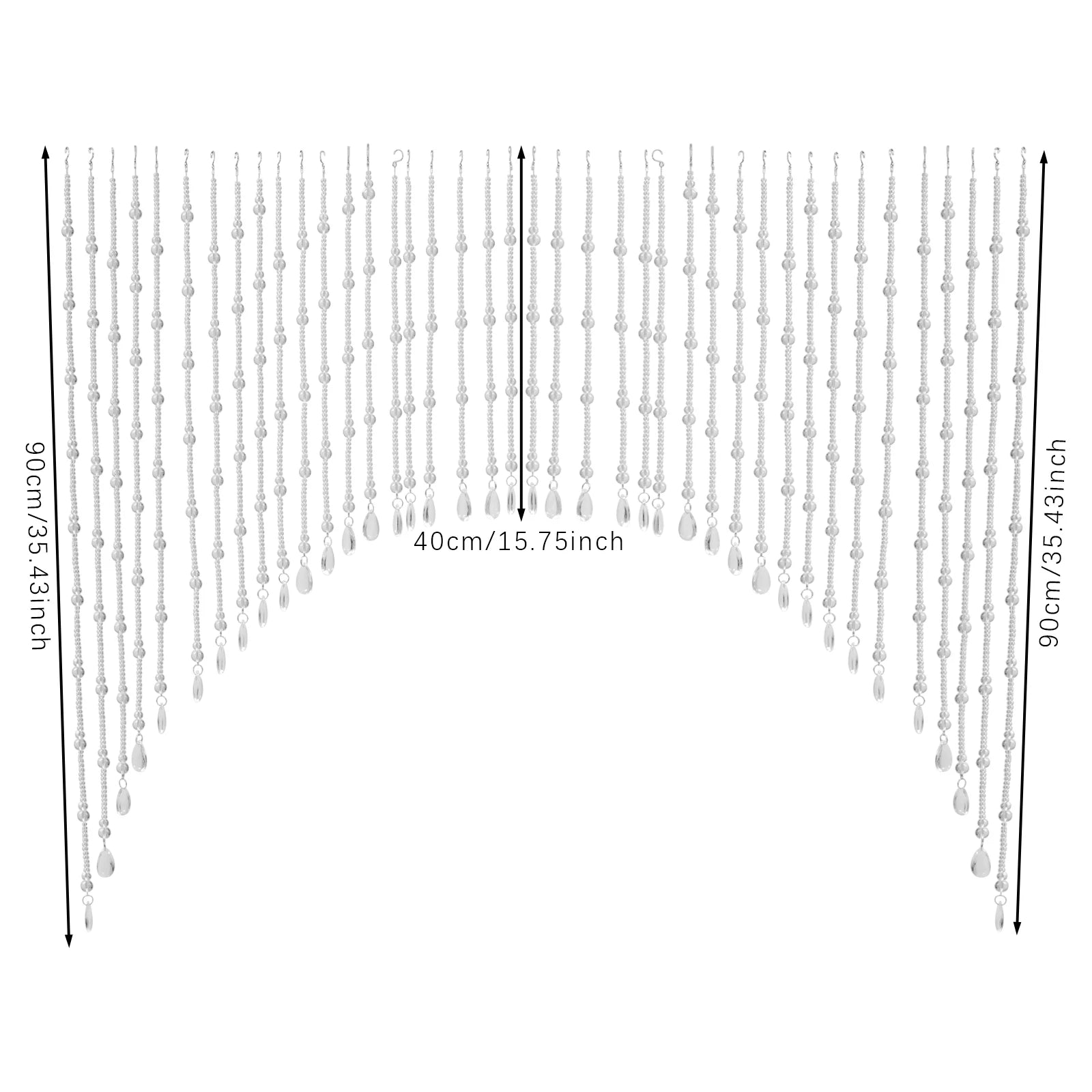 40 Strings Beaded Curtain Arched Crystal Curtain Hanging Door Beads Curtains for Entrances Doorways Bathroom